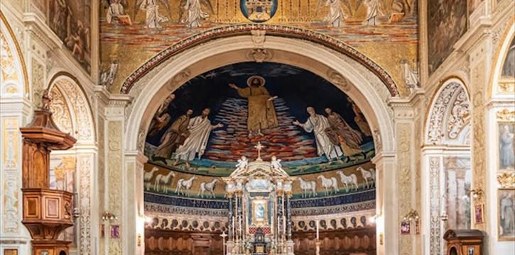 GLI SPLENDIDI MOSAICI NELLA CHIESA DEI SANTI COSMA E DAMIANO E CRIPTA