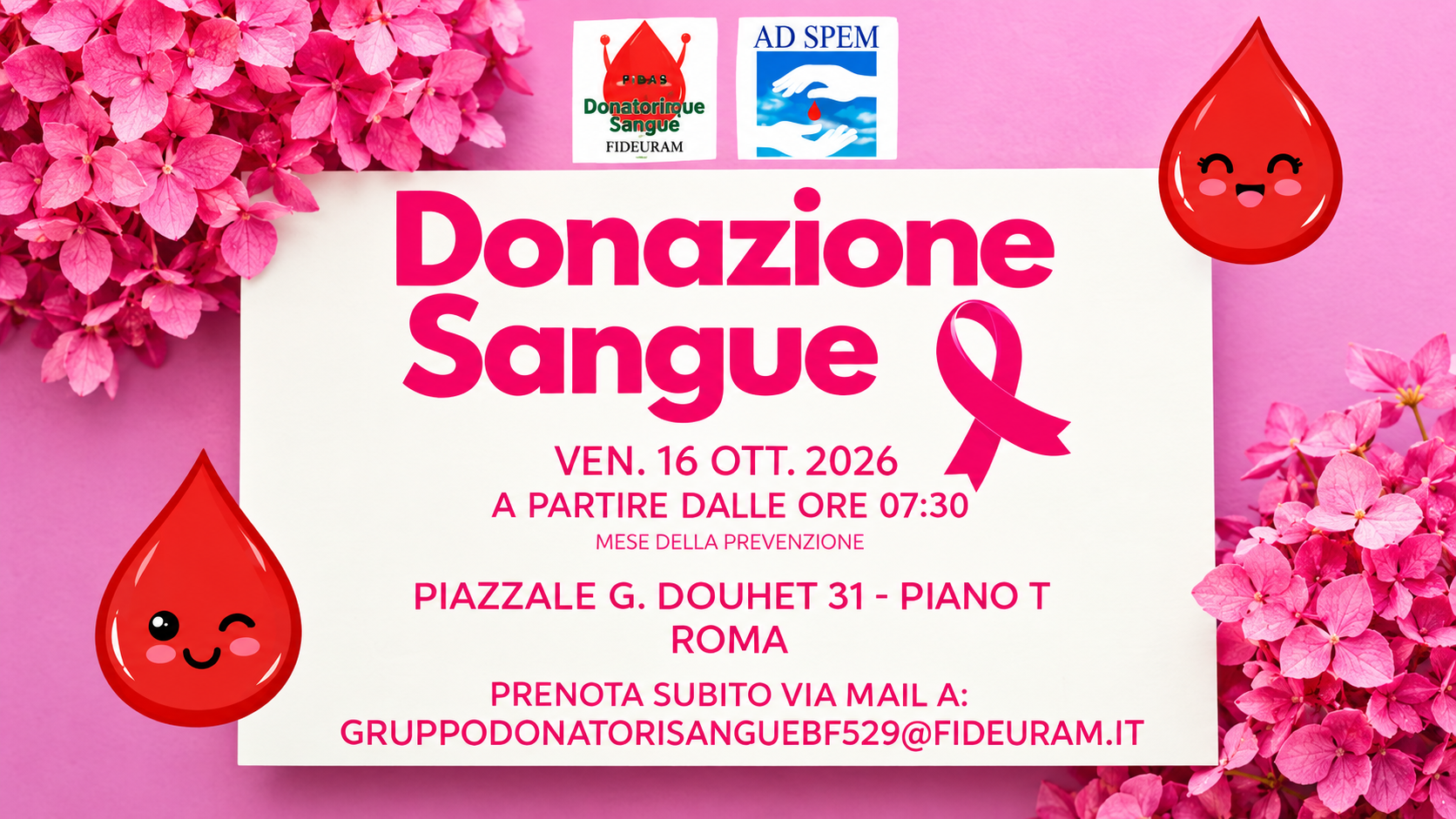 DONAZIONE SANGUE - Roma 16 ottobre 2026